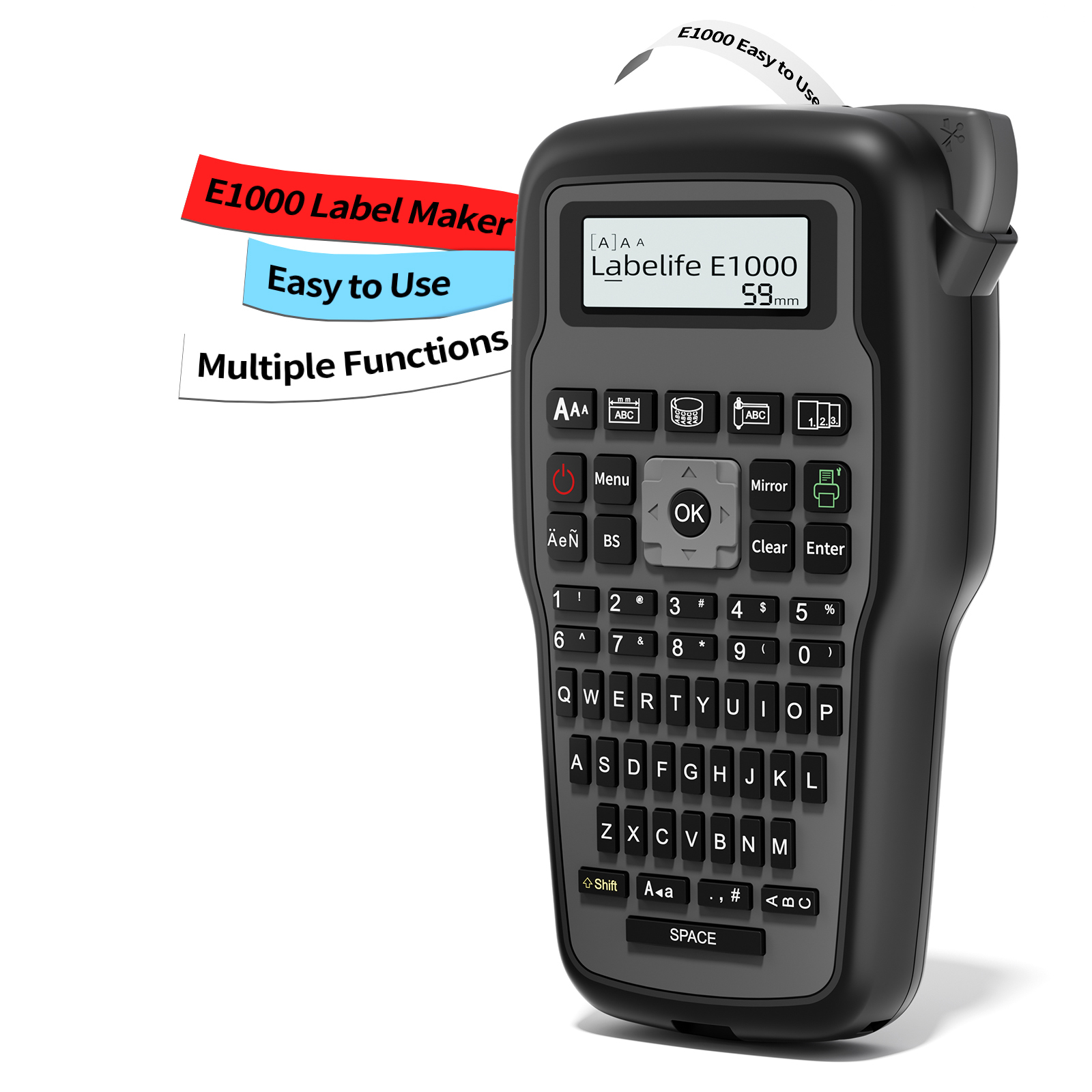 Label Maker - เครื่องพิมพ์ฉลากอุตสาหกรรม E1000 Pro พร้อมเทป - เครื่องพิมพ์ฉลากแบบพกพาสำหรับช่างไฟฟ้าและช่างเทคนิคเครือข่าย